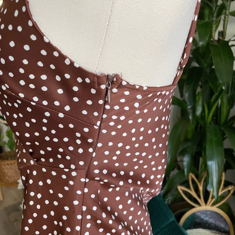Urban Outfitters brown and white polka dot midi NWT SZ S - Picture 6 of 16